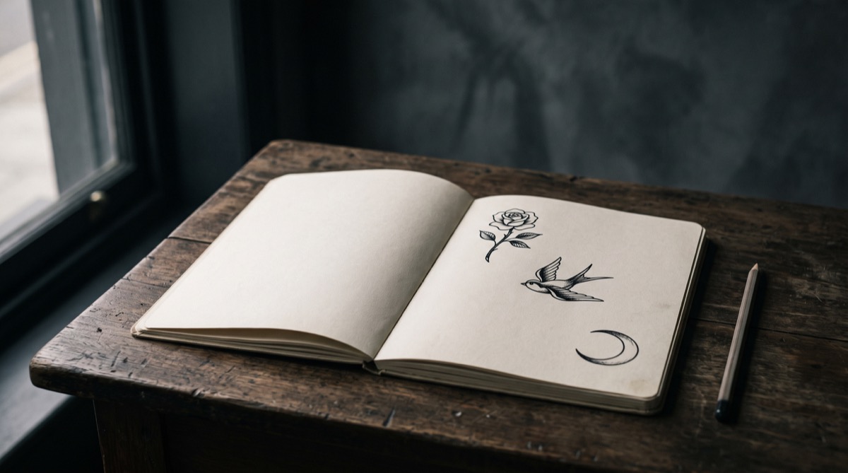 AI-generated cover illustration: Flash tattoo: how to choose and book a ready-made design