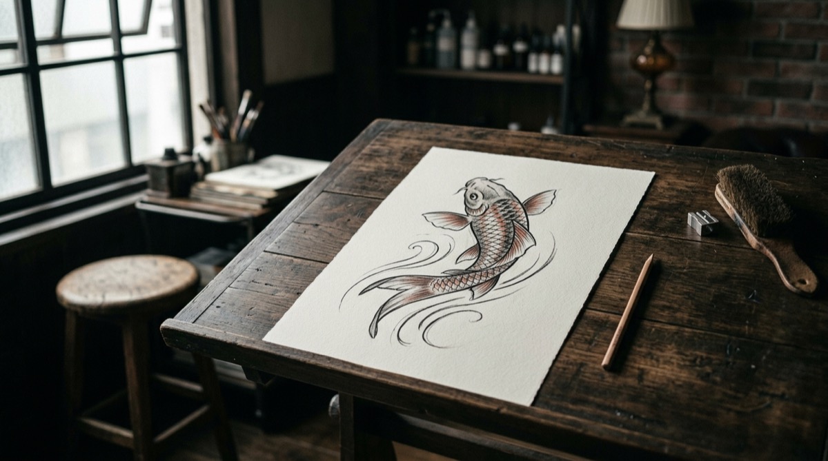 AI-generated cover illustration: Japanese tattoos: choosing a subject, style and approach