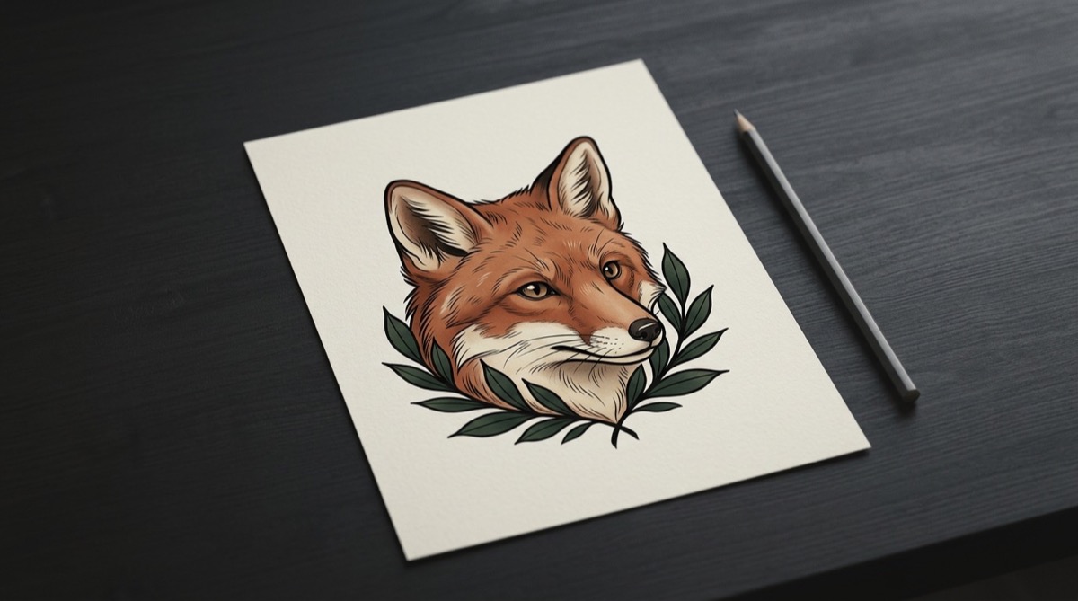 AI-generated cover illustration: Neo traditional tattoo: outlines, illustration and ornament