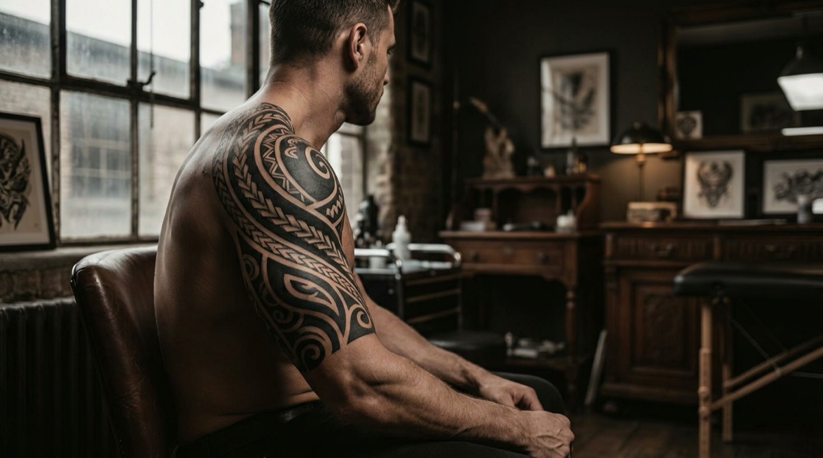 AI-generated cover illustration: Tribal Tattoos: A Millennia-Old Tradition Back From the 90s