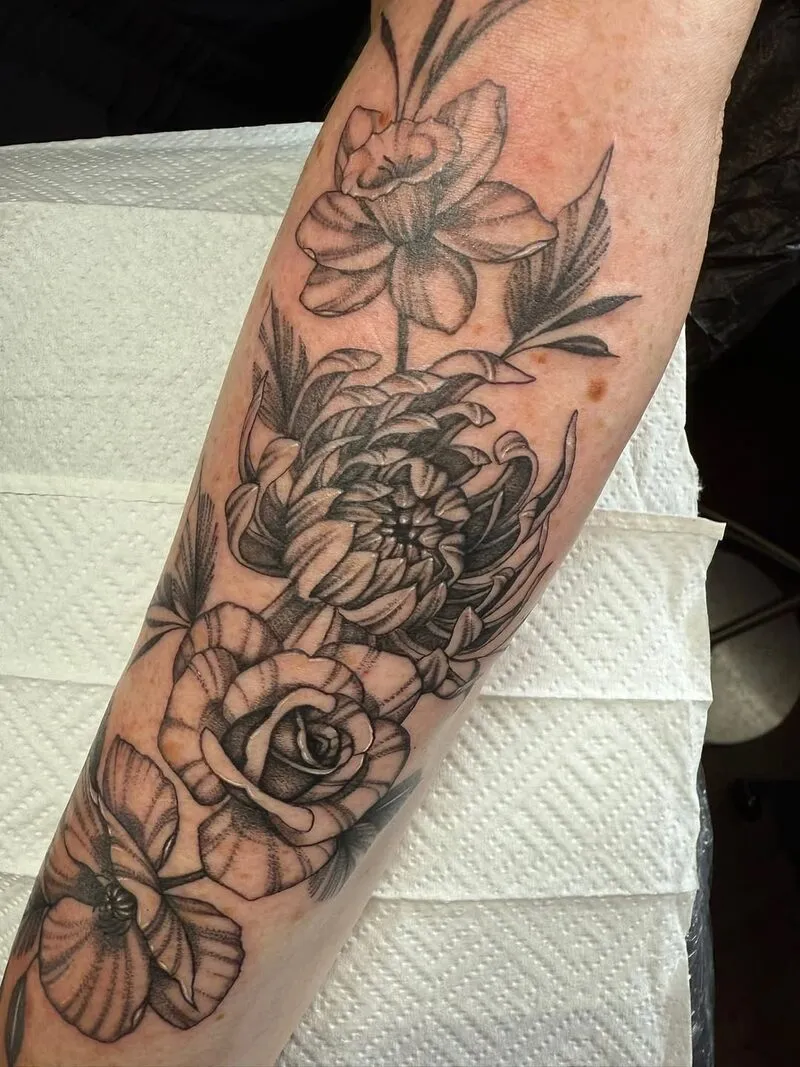 Kukkakimppu fine line