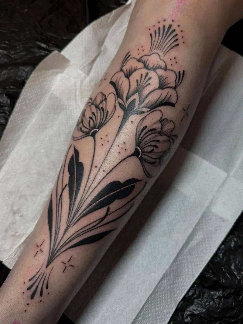 Botaaninen tatuointi - kukkakimppu